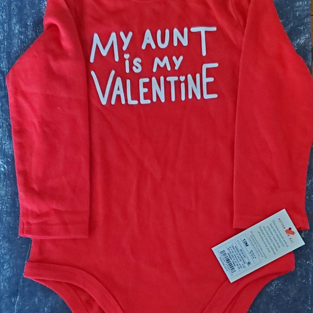 Valentines Day Onesie by Cat & Jack  12 mos  New with Tags - Picture 2 of 7